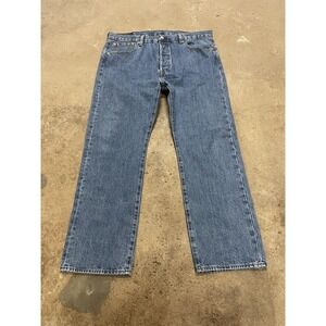 Levis 501 Jeans Mens 38x29 Medium Wash Blue Denim Straight Leg Button Fly